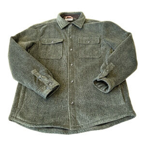 RUGGED ELEMENTS MEN SHIRT JACKET BUTTON SHERPA LINED SIZE S GREEN SOFT POCKETS